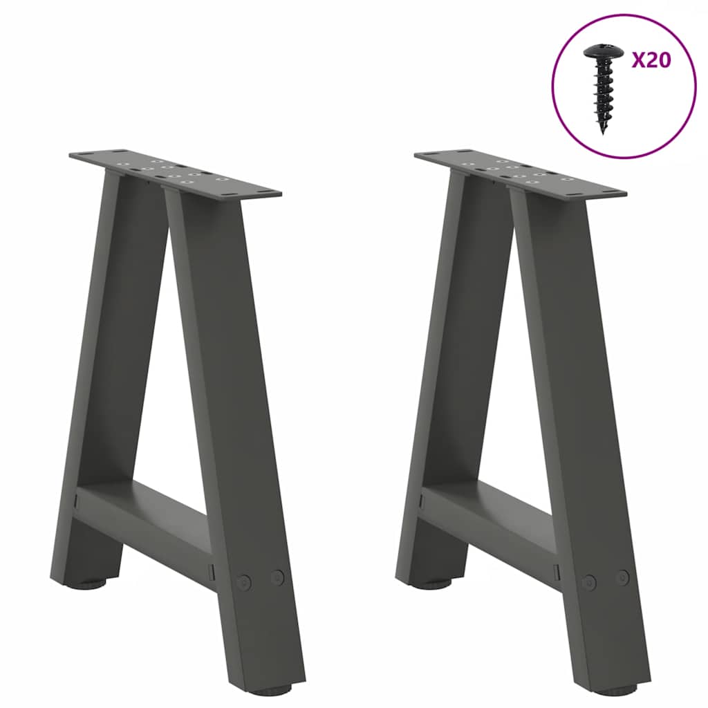 Pieds de table basse en forme de A 2 pièces Anthracite 50 x (42-43) cm Acier - XIOS