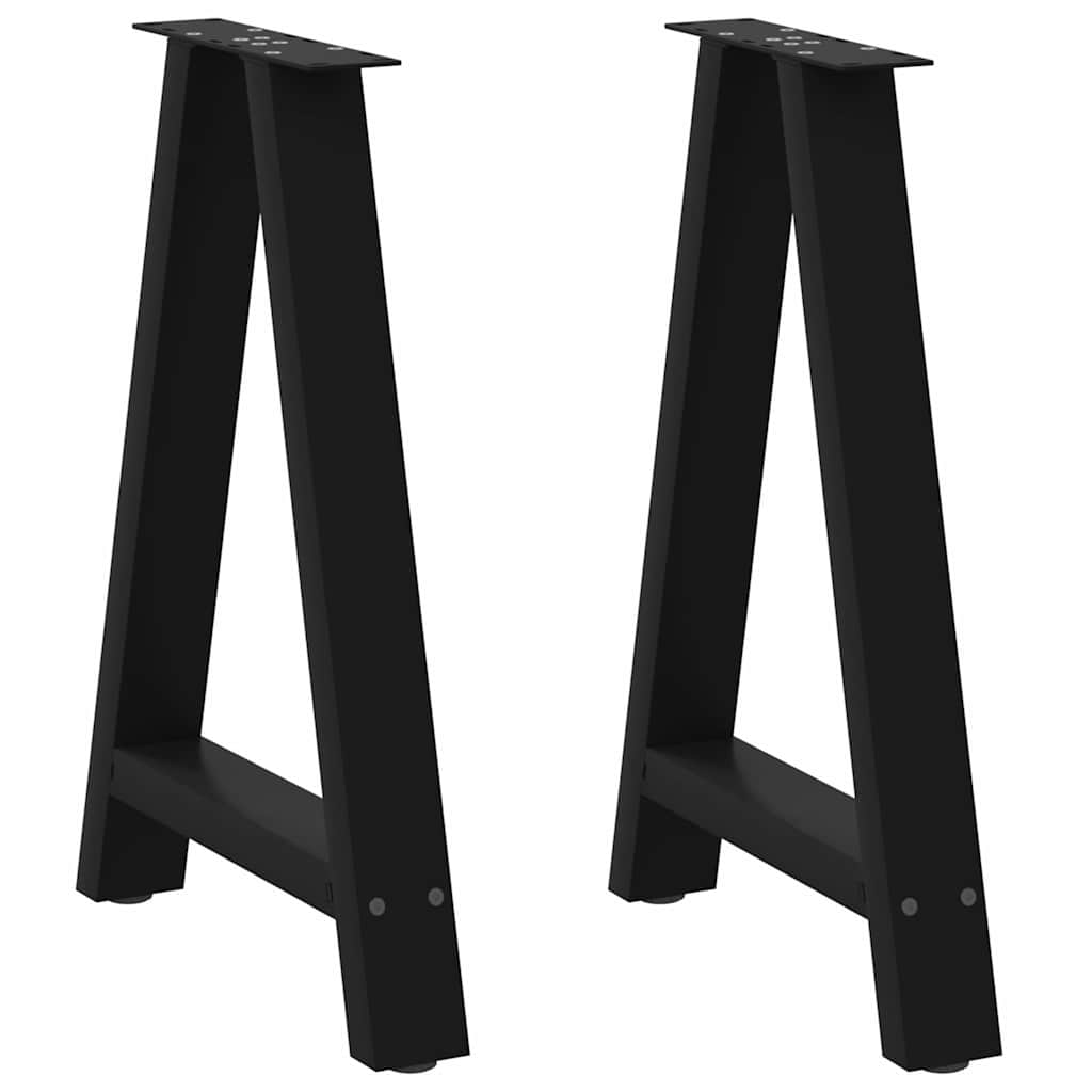 Pieds de table à manger en forme de A, 2 pièces, noir, 50 x (72-73) cm, acier