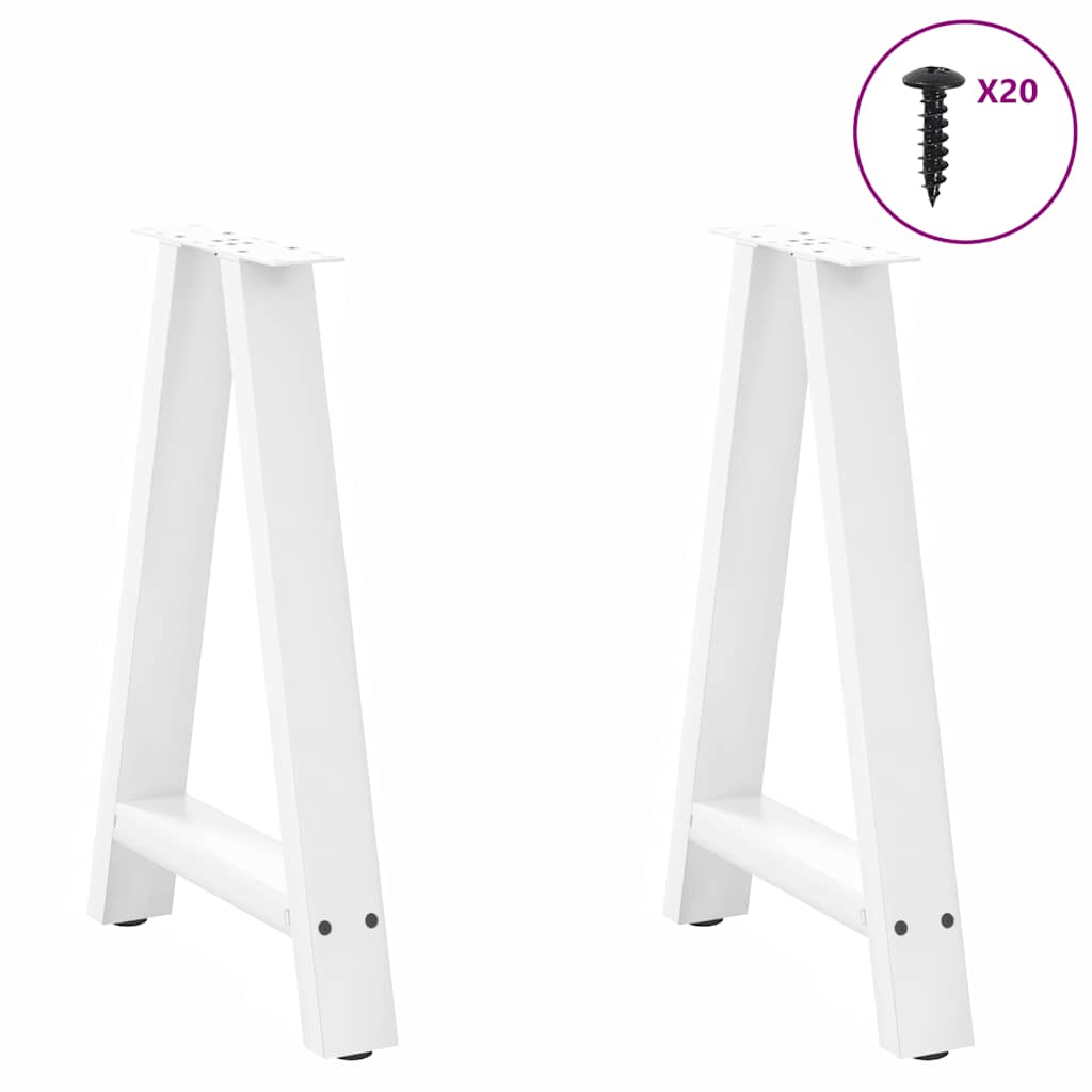 Pieds de table à manger en forme de A, 2 pièces, blanc, 50 x (72-73) cm, acier - XIOS