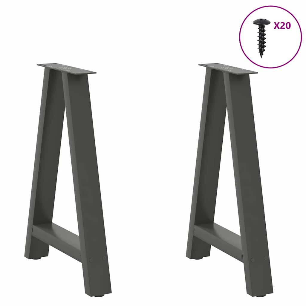 Pieds de table à manger en forme de A 2 pièces Anthracite 50 x (72-73) cm Acier - XIOS