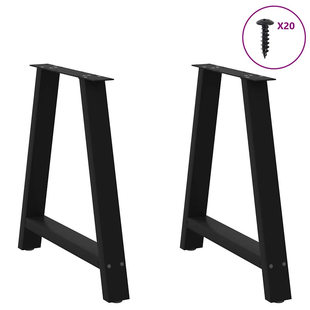 Pieds de table à manger en forme de A, 2 pièces, noir, 70 x (72-73) cm, acier - XIOS