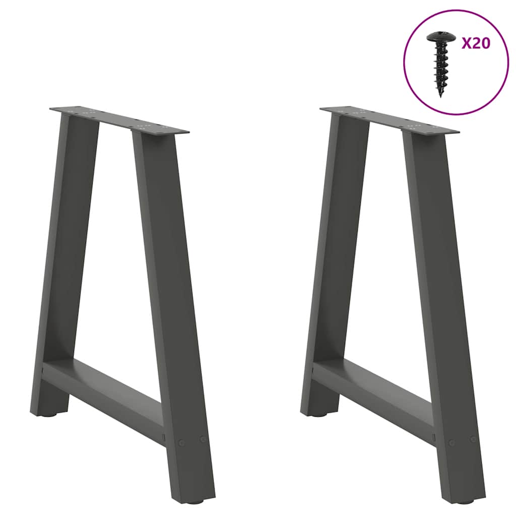 Pieds de table à manger en forme de A 2 pièces Anthracite 70 x (72-73) cm Acier - XIOS