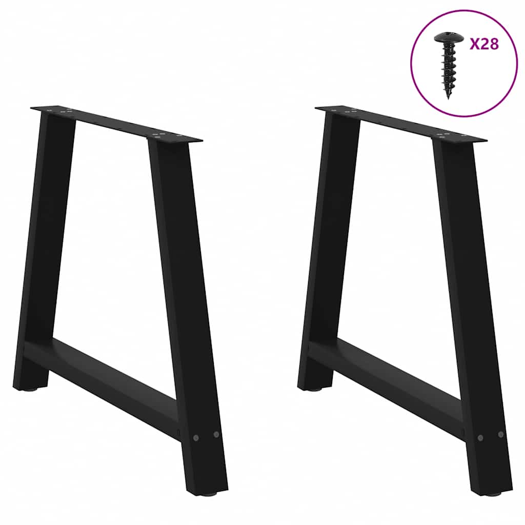 Pieds de table à manger en forme de A, 2 pièces, noir, 100 x (72-73) cm, acier - XIOS