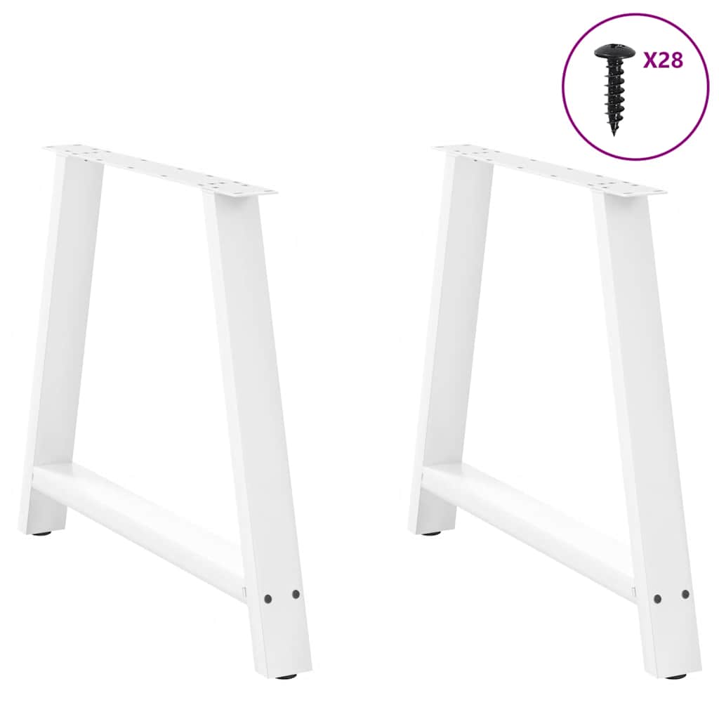 Pieds de table à manger en forme de A, 2 pièces, blanc, 100 x (72-73) cm, acier - XIOS