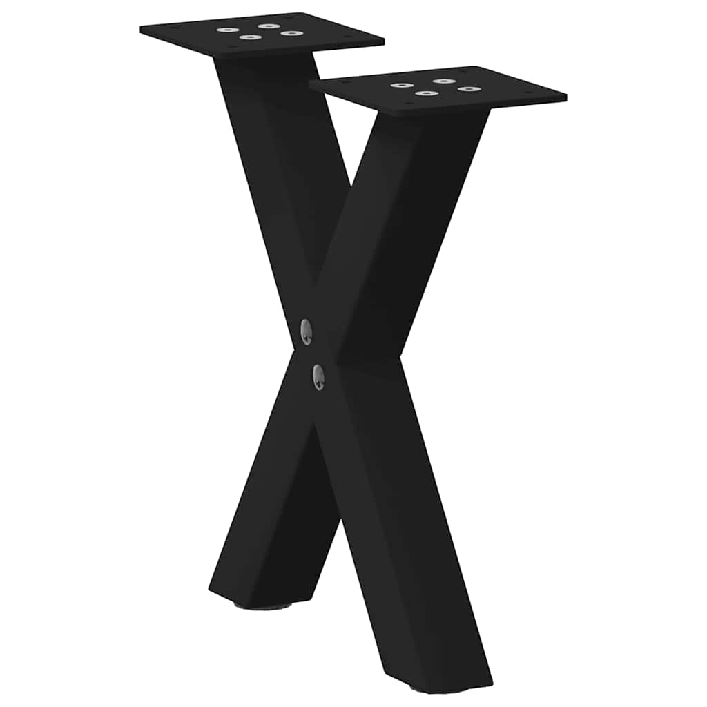 Pieds de table basse en forme de X, 2 pièces, noir, 30 x (30-31) cm, acier - XIOS