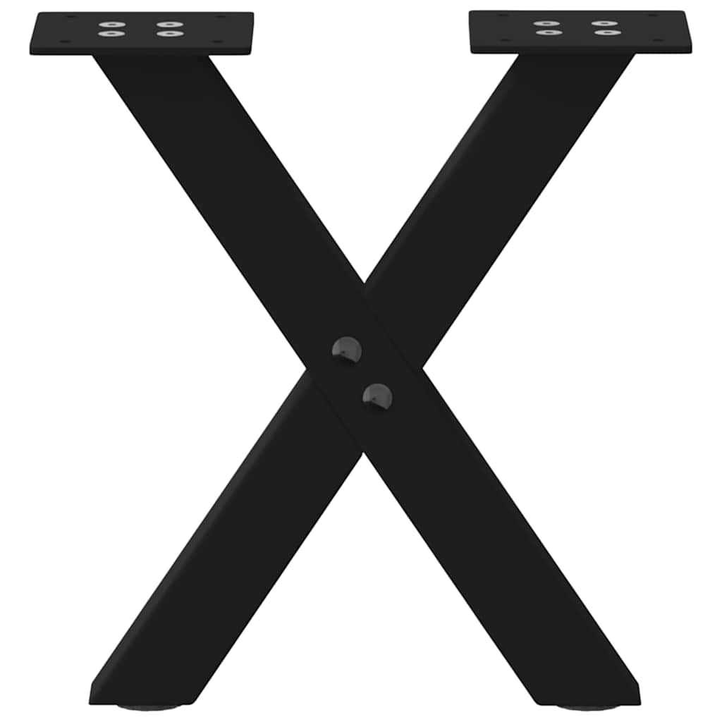 Pieds de table basse en forme de X, 2 pièces, noir, 30 x (30-31) cm, acier - XIOS