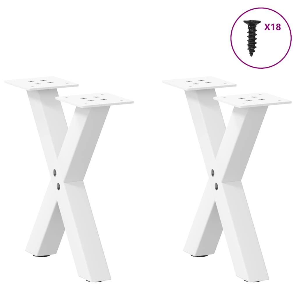 Pieds de table basse en forme de X, 2 pièces, blanc, 30 x (30-31) cm, acier - XIOS