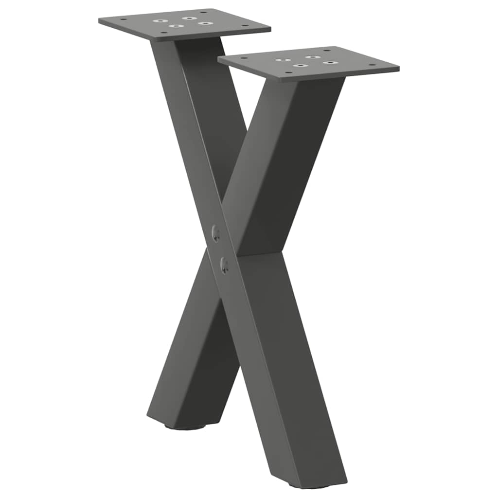 Pieds de table basse en forme de X, 2 pièces, anthracite, 30 x (30-31) cm, acier - XIOS
