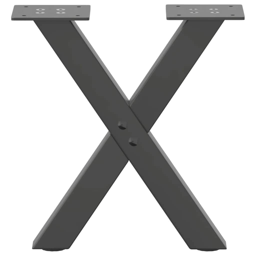 Pieds de table basse en forme de X, 2 pièces, anthracite, 30 x (30-31) cm, acier - XIOS