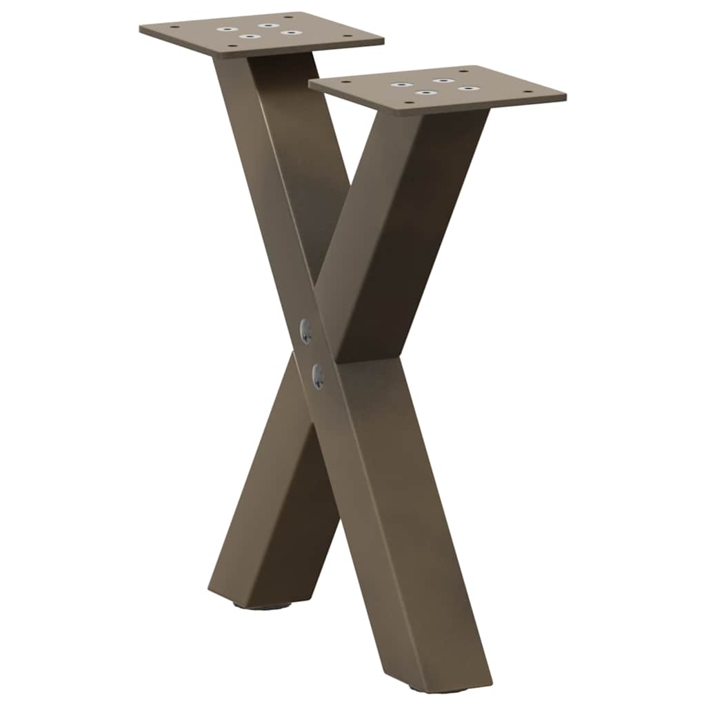Pieds de table basse en forme de X, 2 pièces, acier naturel, 30 x (30-31) cm - XIOS