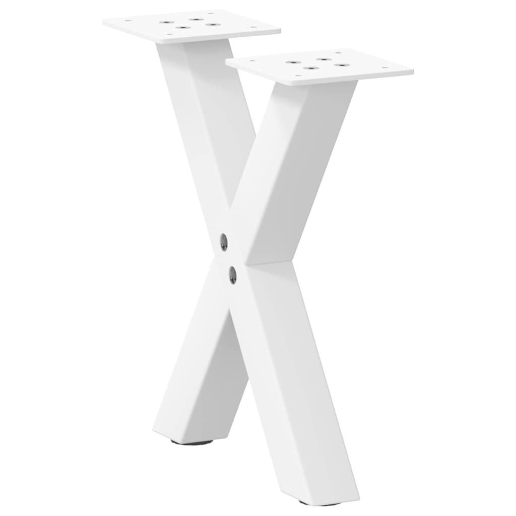 Pieds de table basse en forme de X, 2 pièces, blanc, 37 x (30-31) cm, acier - XIOS