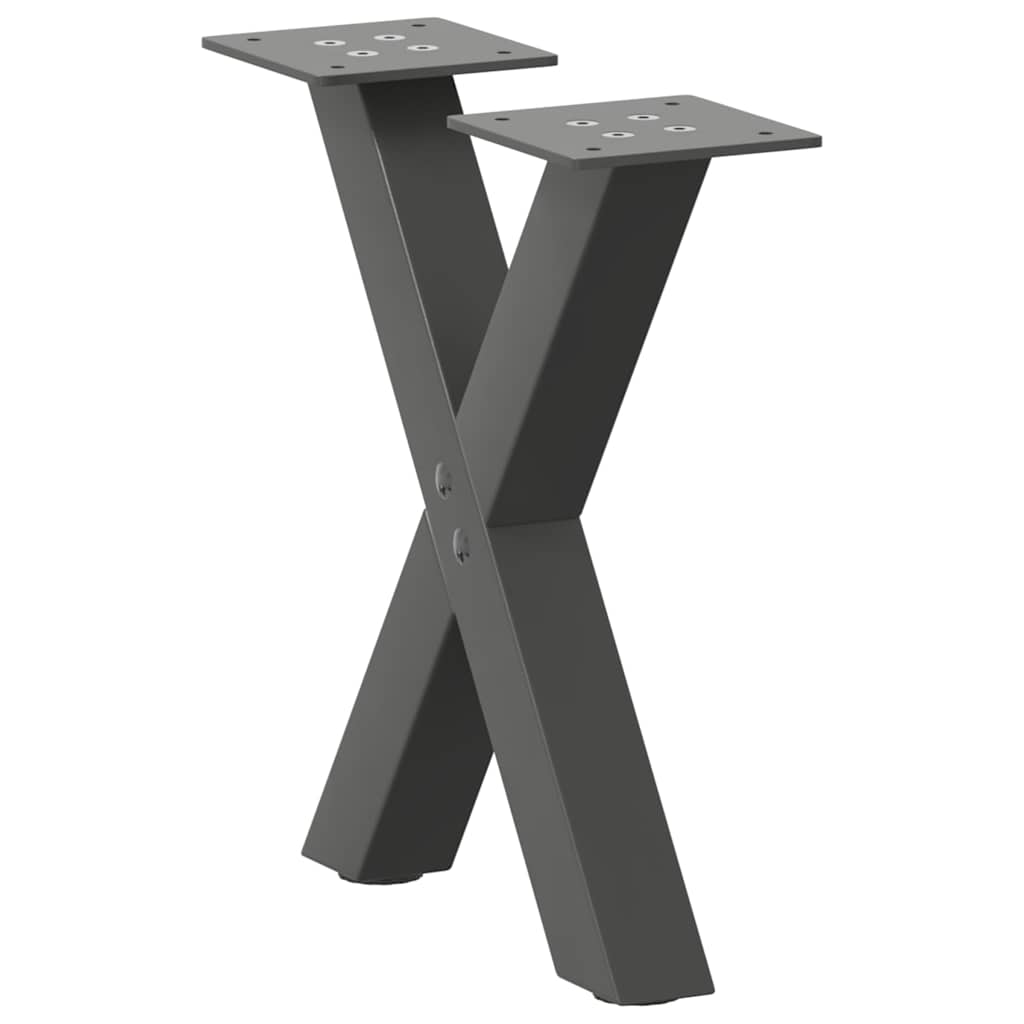 Pieds de table basse en forme de X, 2 pièces, anthracite, 37 x (30-31) cm, acier - XIOS