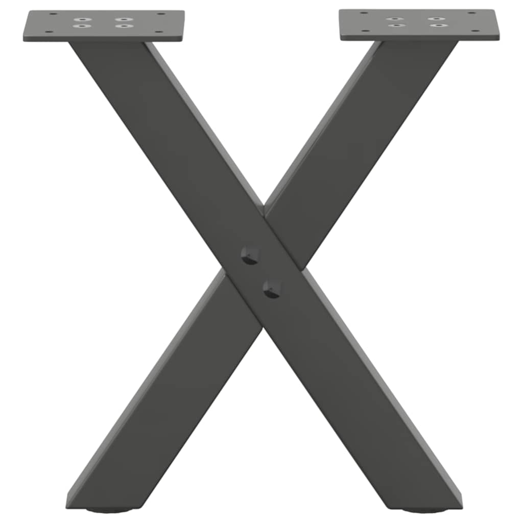 Pieds de table basse en forme de X, 2 pièces, anthracite, 37 x (30-31) cm, acier - XIOS