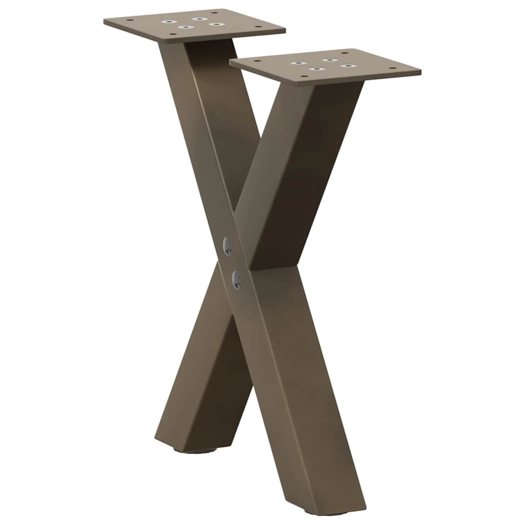 Pieds de table basse en forme de X, 2 pièces, acier naturel, 37 x (30-31) cm - XIOS