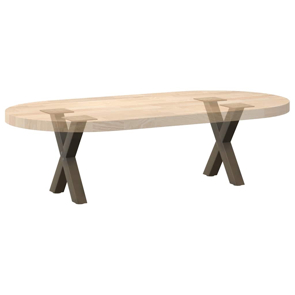 Pieds de table basse en forme de X, 2 pièces, acier naturel, 37 x (30-31) cm - XIOS