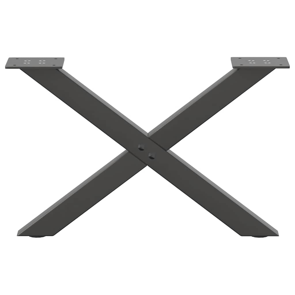 Pieds de table basse en forme de X, 2 pièces, anthracite, 50 x (30-31) cm, acier - XIOS