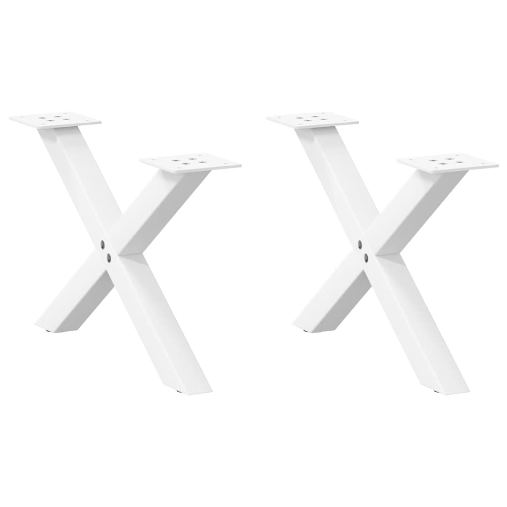 Pieds de table basse en forme de X, 2 pièces, blanc, 60 x (30-31) cm, acier - XIOS