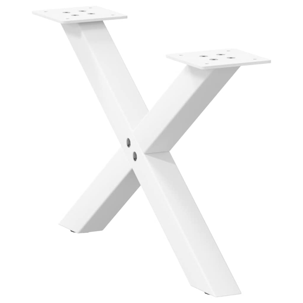 Pieds de table basse en forme de X, 2 pièces, blanc, 60 x (30-31) cm, acier - XIOS