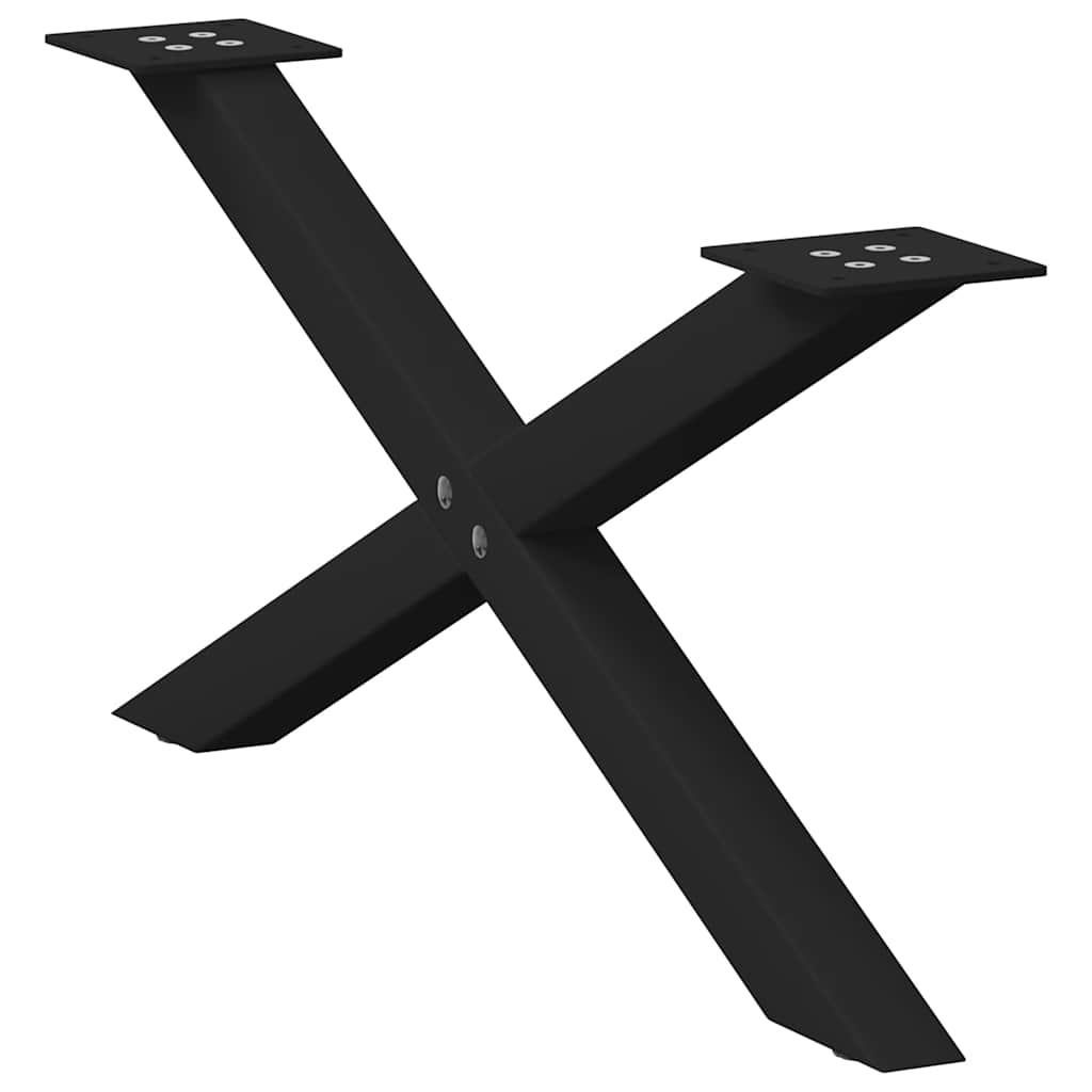 Pieds de table basse en forme de X, 2 pièces, noir, 70 x (30-31) cm, acier - XIOS