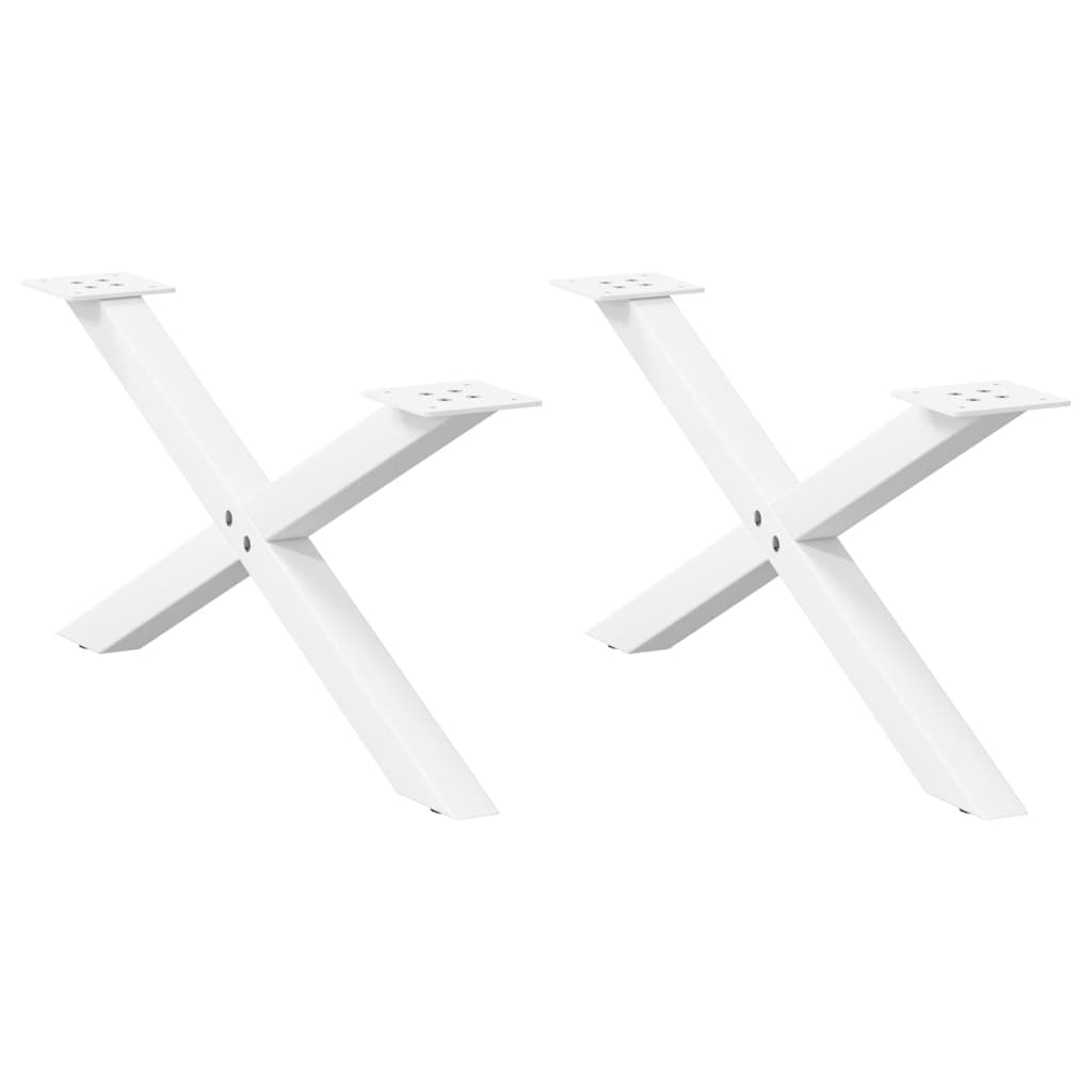 Pieds de table basse en forme de X, 2 pièces, blanc, 70 x (30-31) cm, acier - XIOS