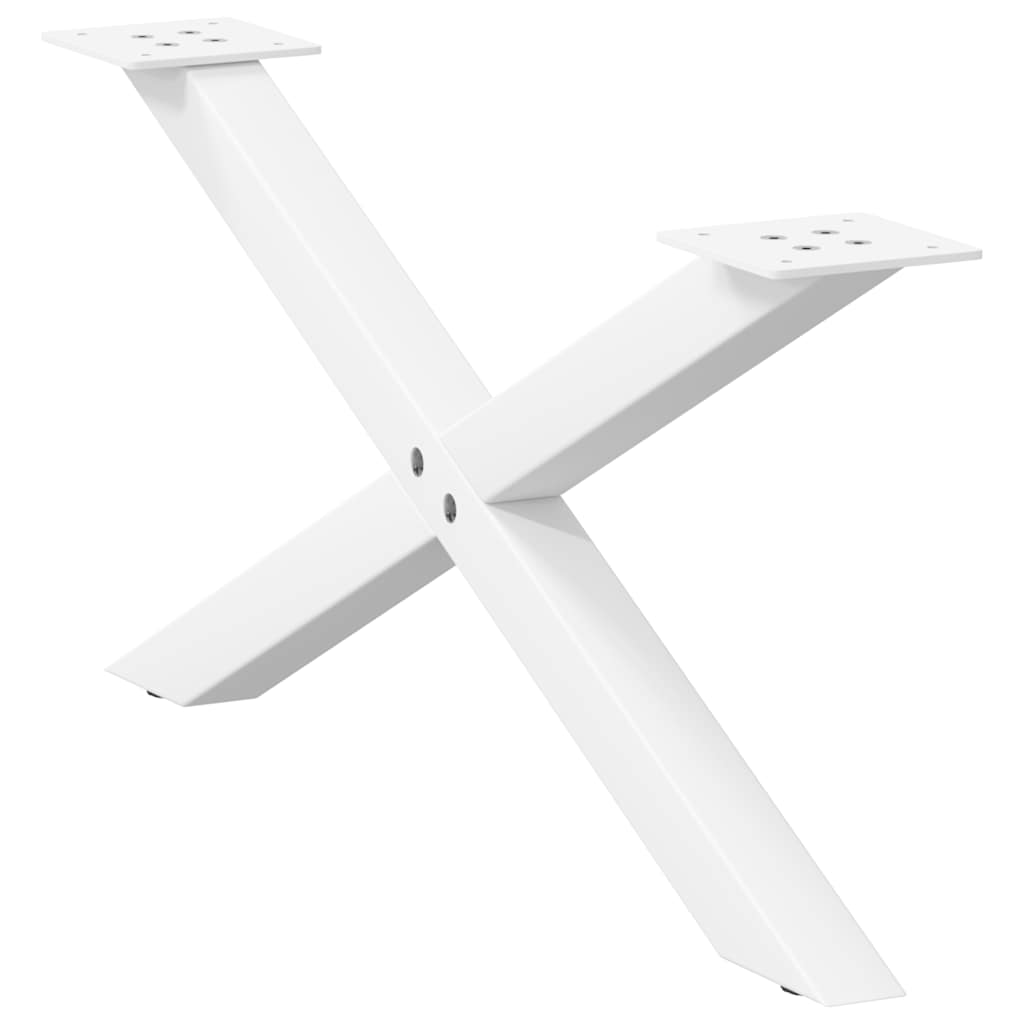Pieds de table basse en forme de X, 2 pièces, blanc, 70 x (30-31) cm, acier - XIOS