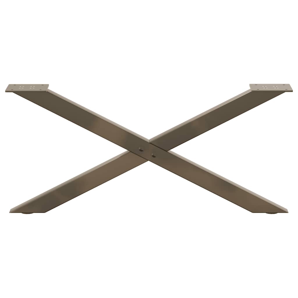 Pieds de table basse en forme de X, 2 pièces, acier naturel, 70 x (30-31) cm - XIOS