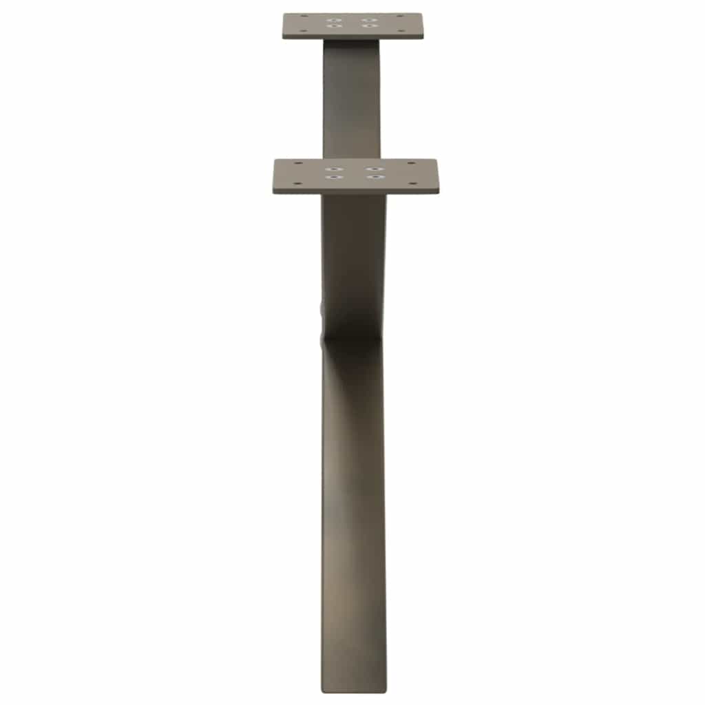 Pieds de table basse en forme de X, 2 pièces, acier naturel, 70 x (30-31) cm - XIOS