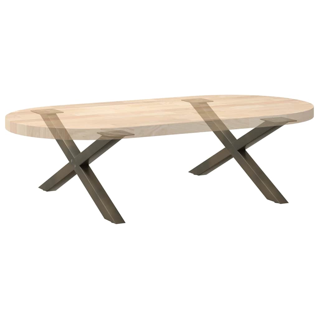 Pieds de table basse en forme de X, 2 pièces, acier naturel, 70 x (30-31) cm - XIOS