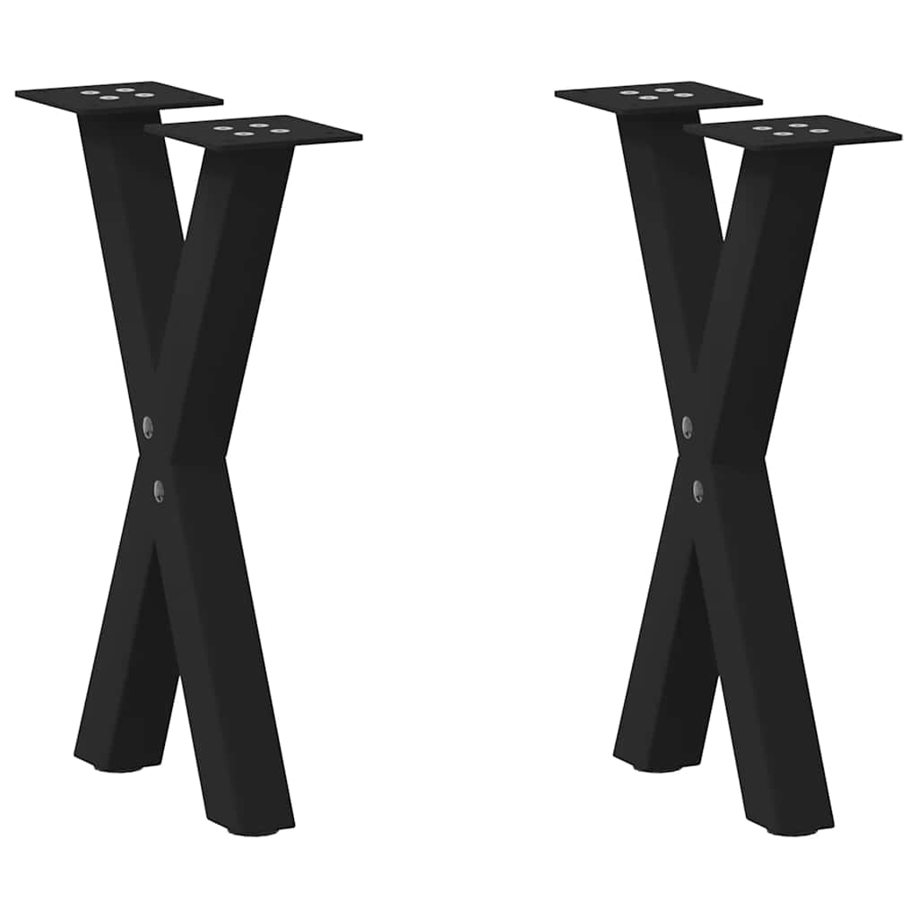 Pieds de table basse en forme de X, 2 pièces, noir, 28 x (42-43) cm, acier - XIOS