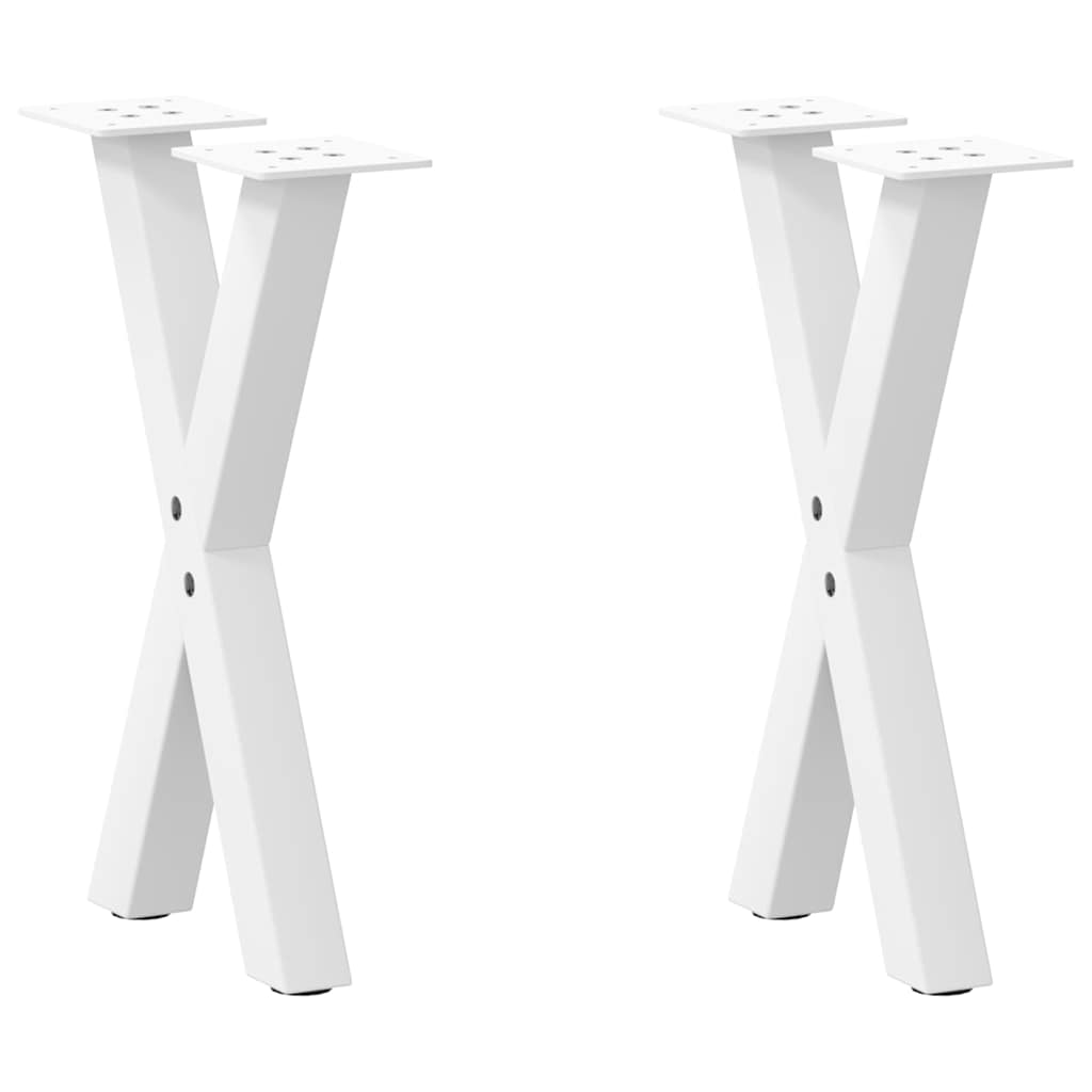 Pieds de table basse en forme de X, 2 pièces, blanc, 28 x (42-43) cm, acier - XIOS