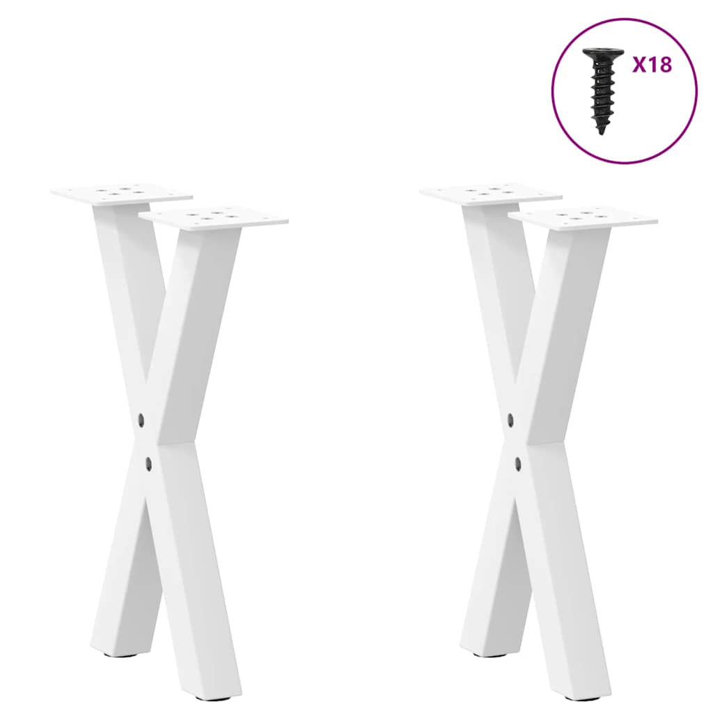 Pieds de table basse en forme de X, 2 pièces, blanc, 28 x (42-43) cm, acier - XIOS