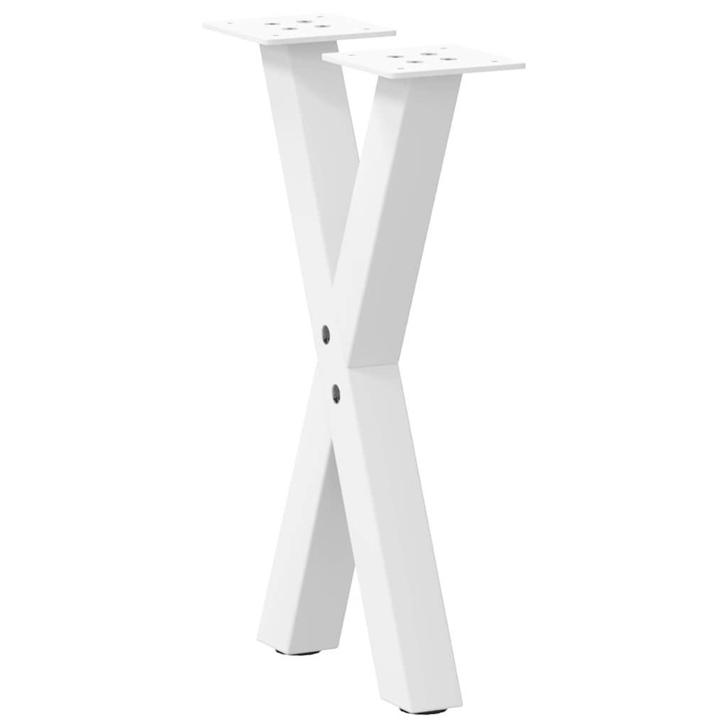 Pieds de table basse en forme de X, 2 pièces, blanc, 28 x (42-43) cm, acier - XIOS