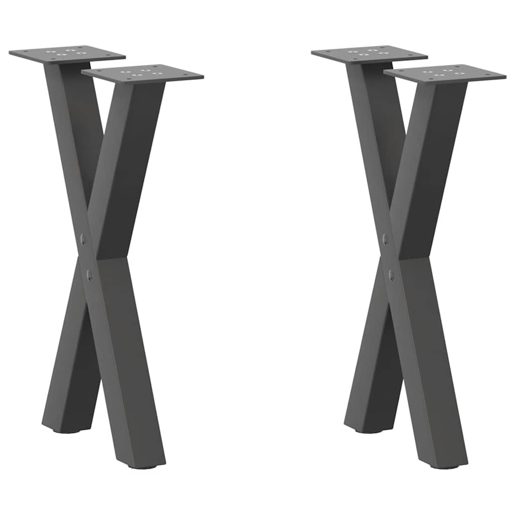 Pieds de table basse en forme de X, 2 pièces, anthracite, 28 x (42-43) cm, acier - XIOS