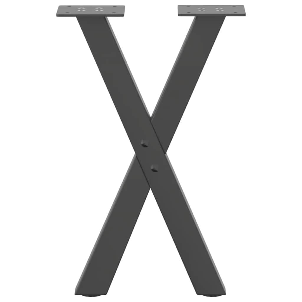 Pieds de table basse en forme de X, 2 pièces, anthracite, 28 x (42-43) cm, acier - XIOS