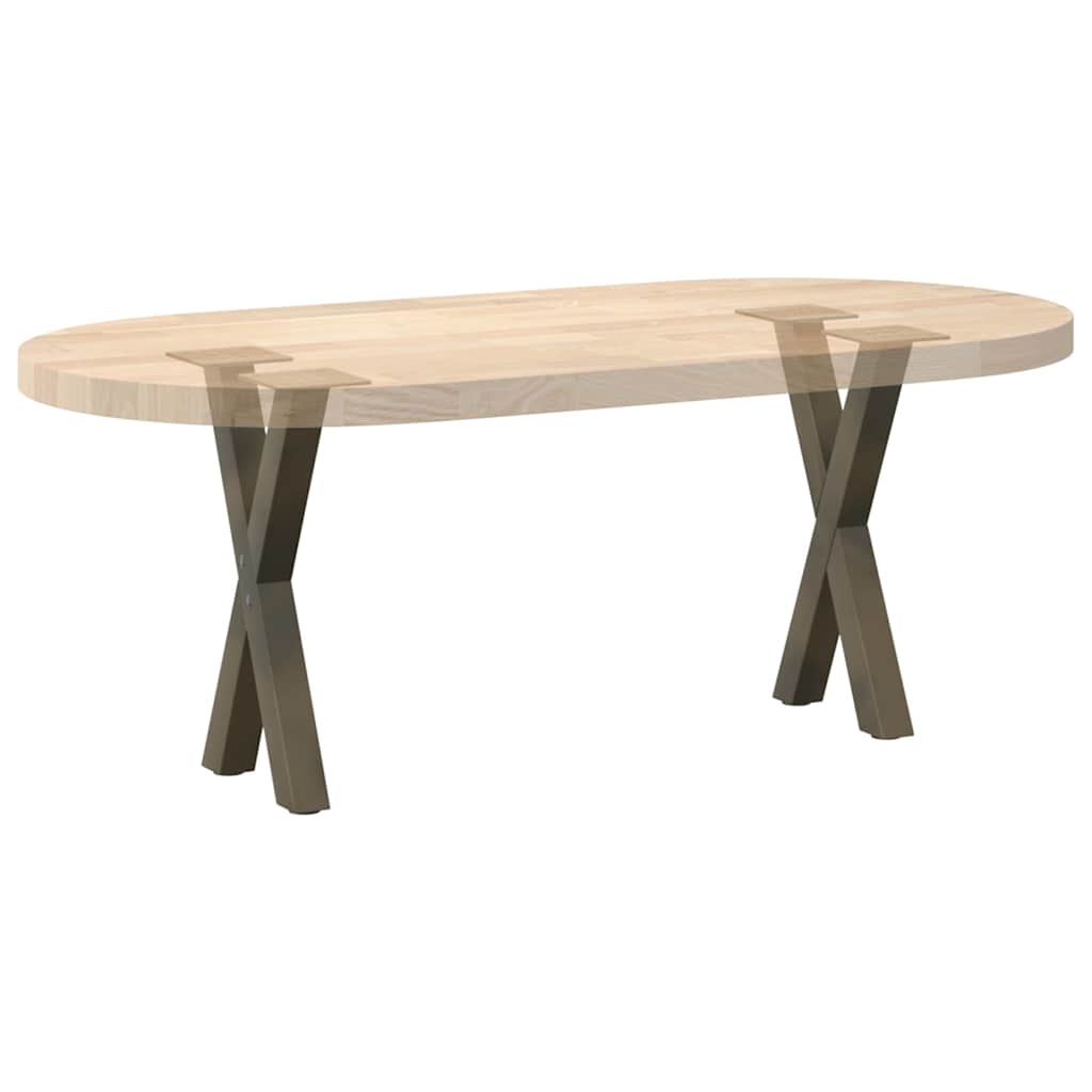 Pieds de table basse en forme de X, 2 pièces, acier naturel, 28 x (42-43) cm - XIOS
