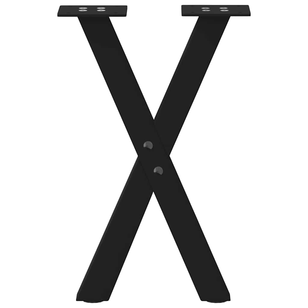 Pieds de table basse en forme de X, 2 pièces, noir, 38 x (42-43) cm, acier - XIOS