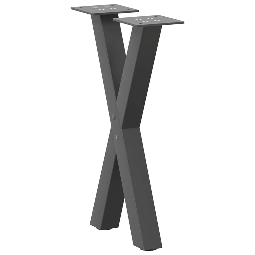 Pieds de table basse en forme de X, 2 pièces, anthracite, 38 x (42-43) cm, acier - XIOS