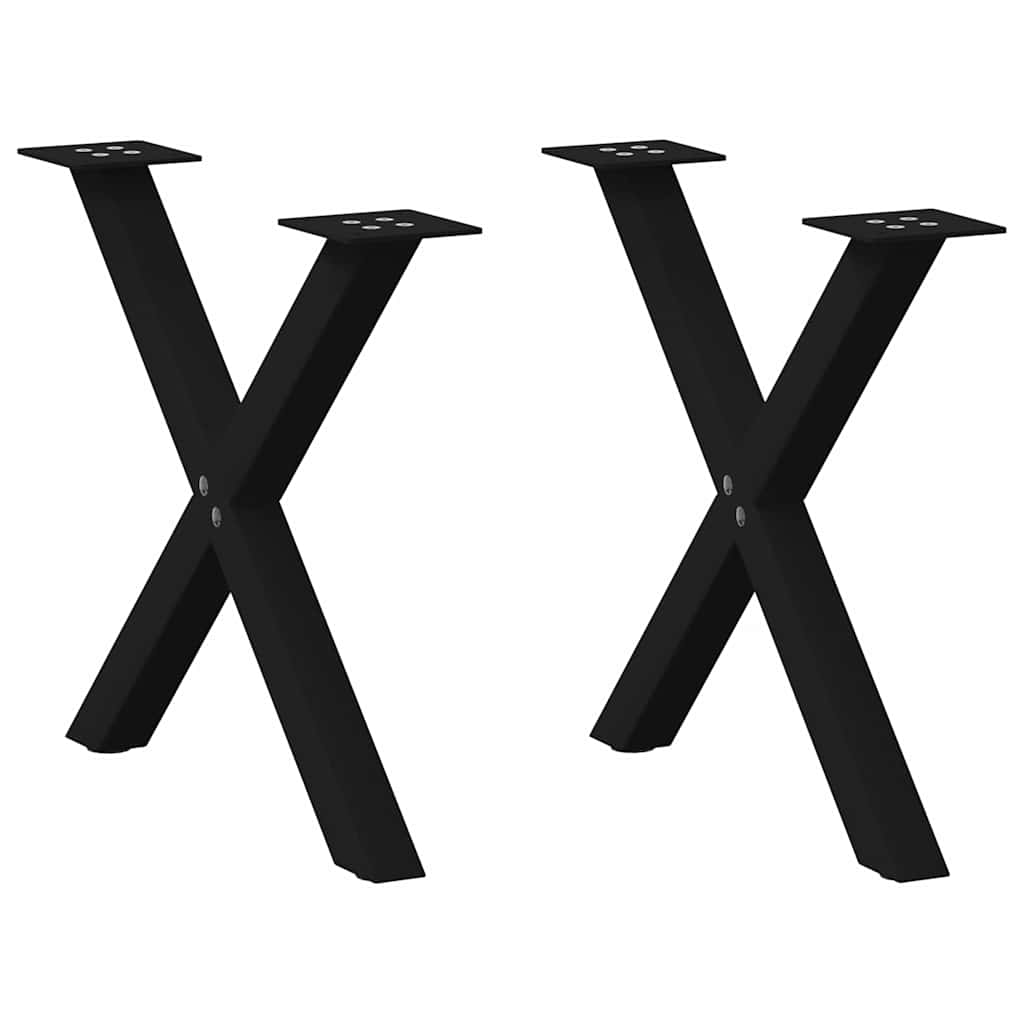 Pieds de table basse en forme de X, 2 pièces, noir, 50 x (42-43) cm, acier - XIOS