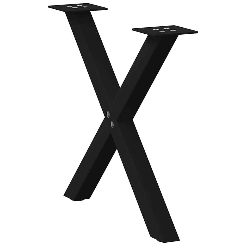 Pieds de table basse en forme de X, 2 pièces, noir, 50 x (42-43) cm, acier - XIOS