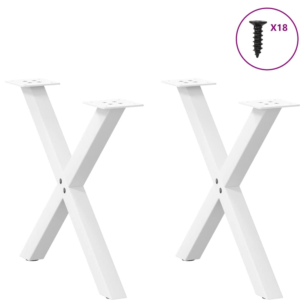 Pieds de table basse en forme de X, 2 pièces, blanc, 50 x (42-43) cm, acier - XIOS