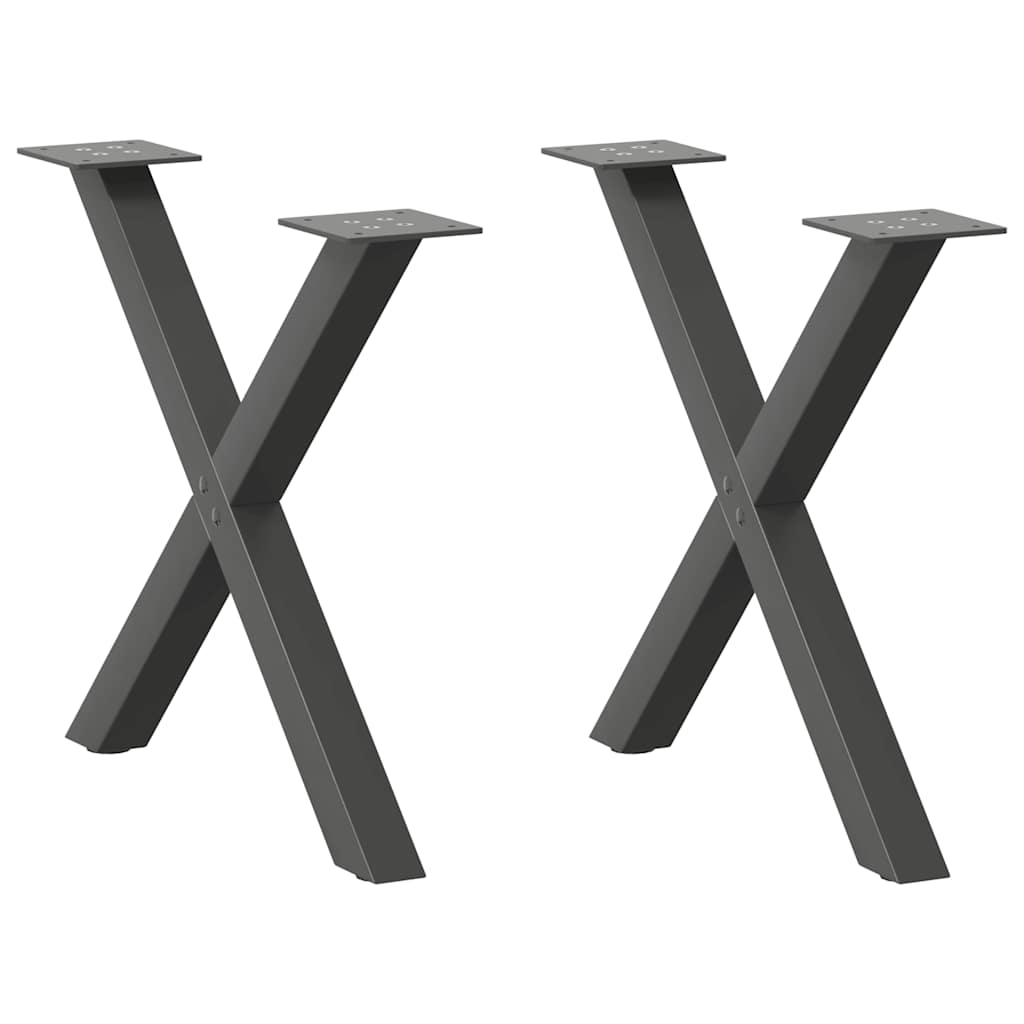 Pieds de table basse en forme de X, 2 pièces, anthracite, 50 x (42-43) cm, acier - XIOS