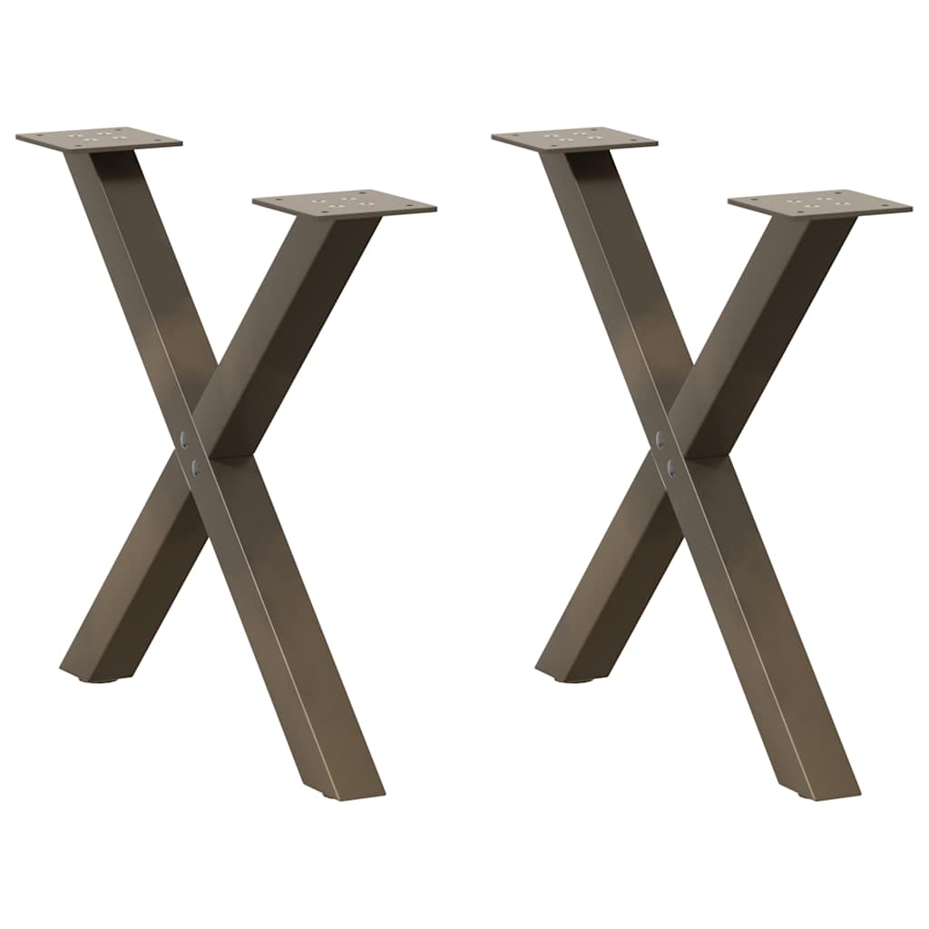 Pieds de table basse en forme de X, 2 pièces, acier naturel, 50 x (42-43) cm - XIOS