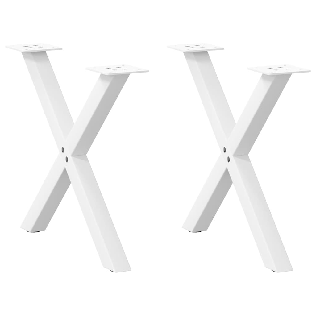 Pieds de table basse en forme de X, 2 pièces, blanc, 60 x (42-43) cm, acier - XIOS