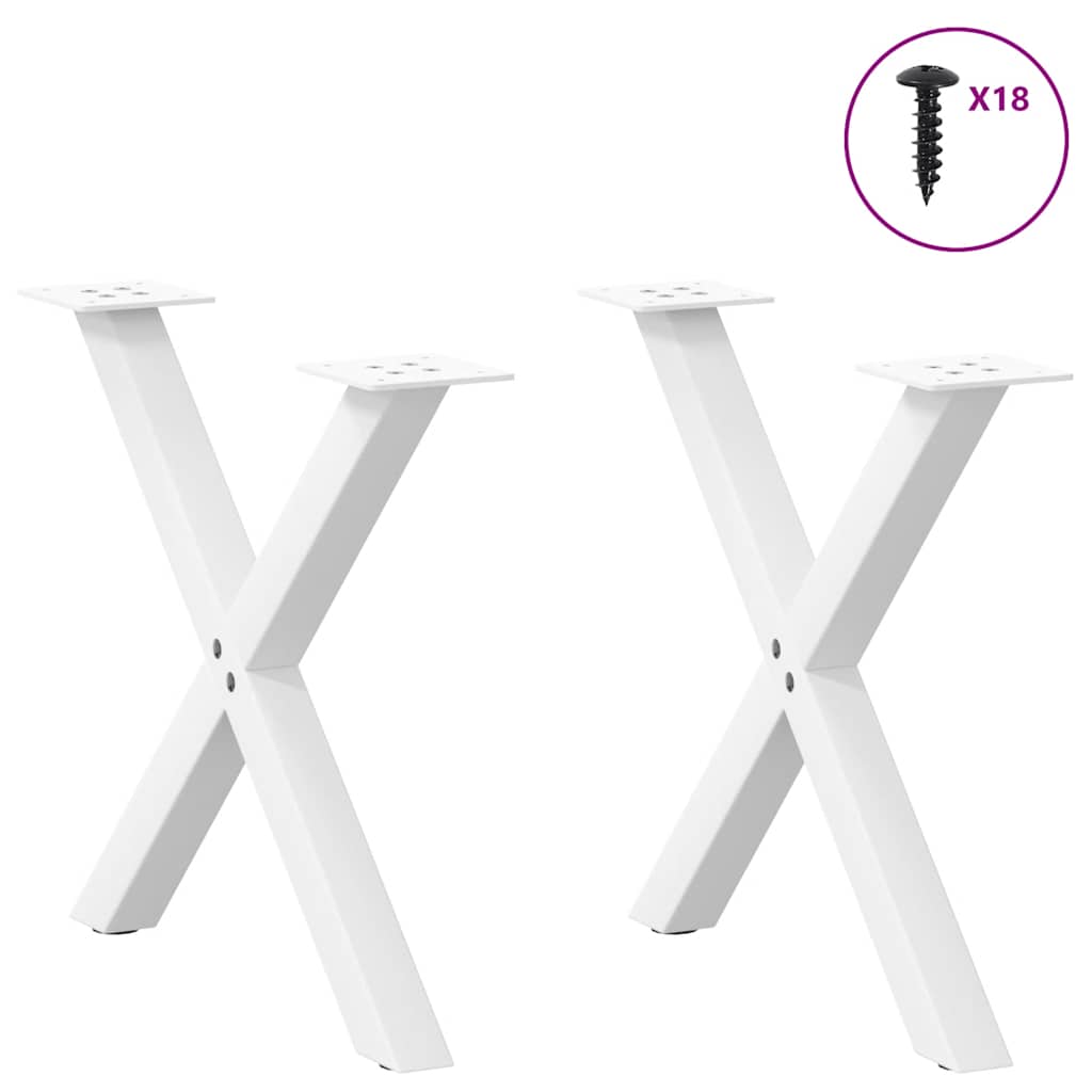 Pieds de table basse en forme de X, 2 pièces, blanc, 60 x (42-43) cm, acier - XIOS