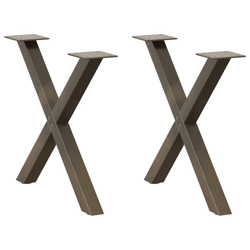 Pieds de table basse en forme de X, 2 pièces, acier naturel, 60 x (42-43) cm - XIOS