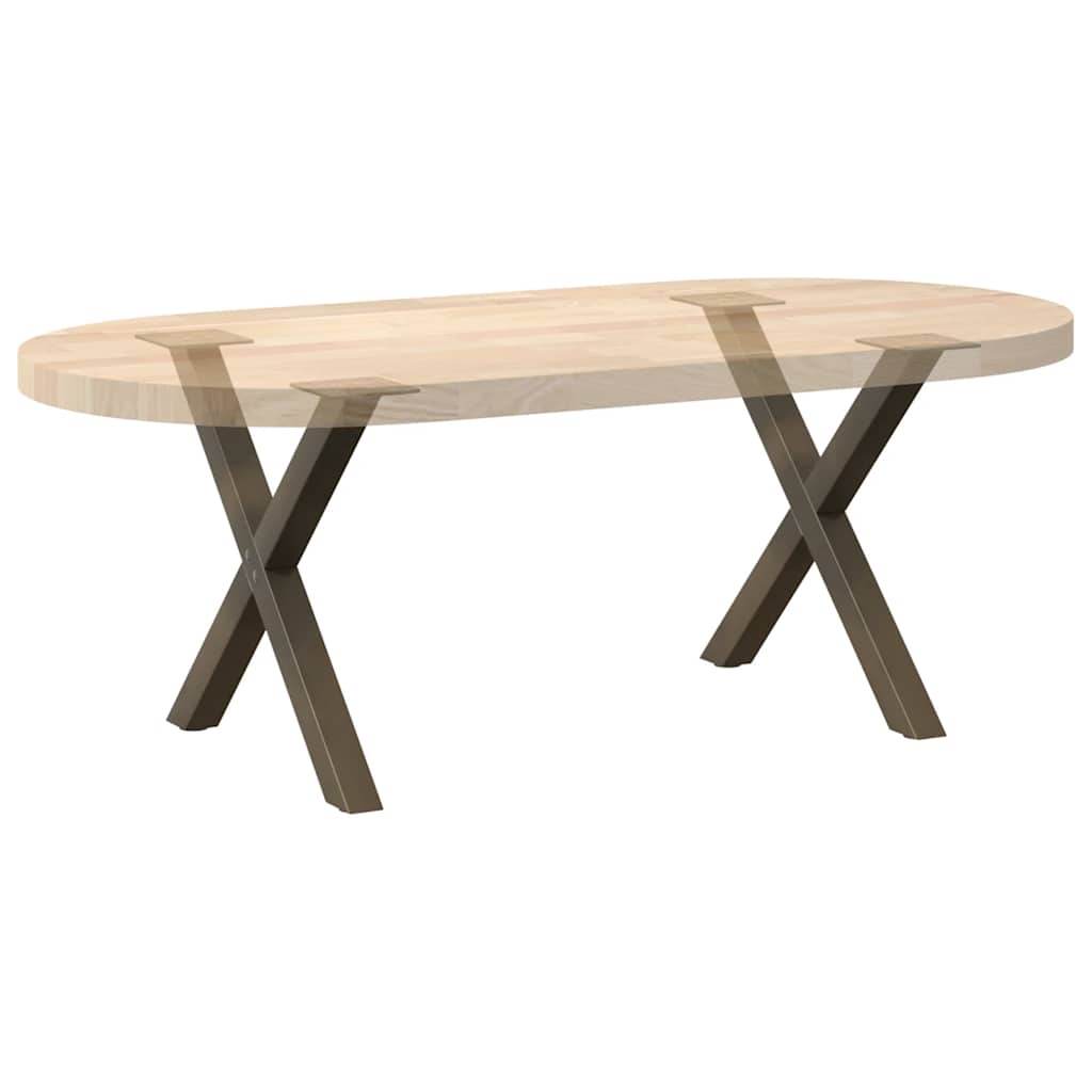 Pieds de table basse en forme de X, 2 pièces, acier naturel, 60 x (42-43) cm - XIOS
