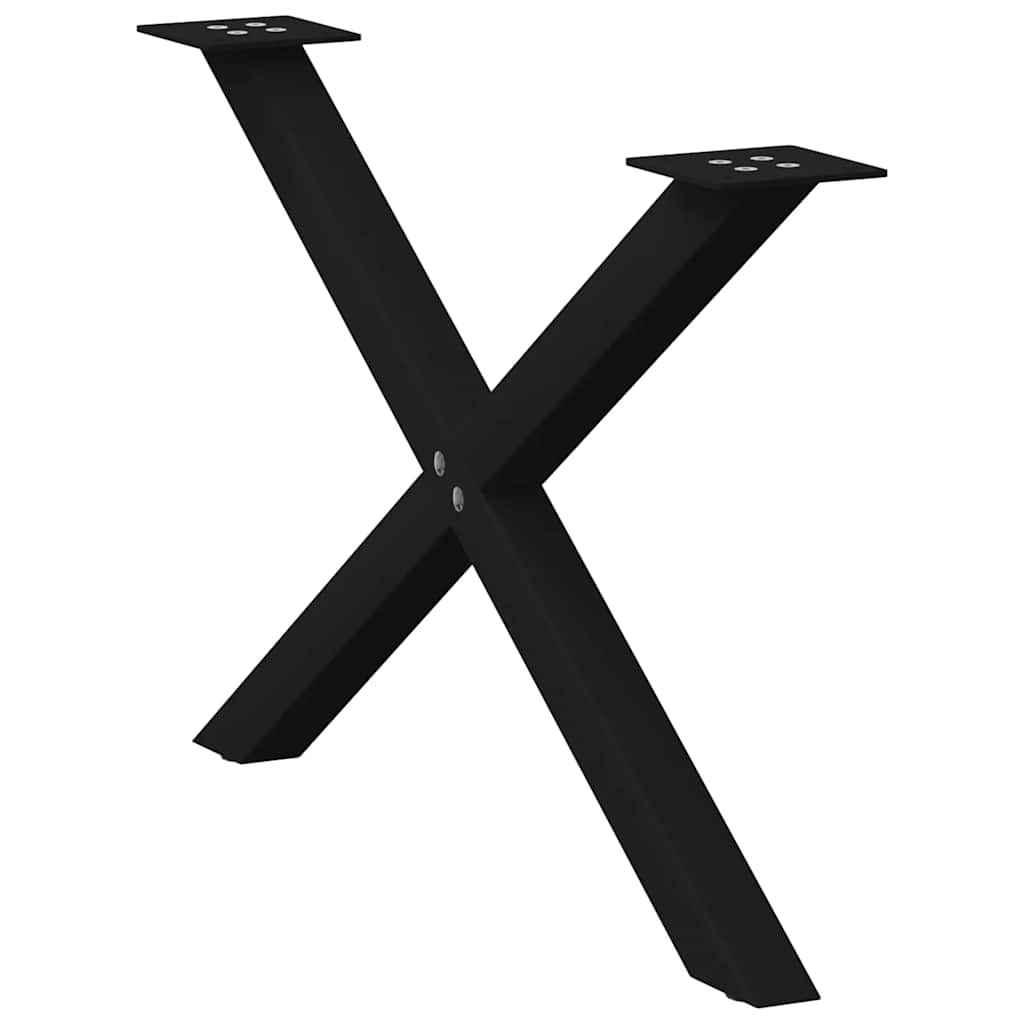 Pieds de table basse en forme de X, 2 pièces, noir, 70 x (42-43) cm, acier - XIOS