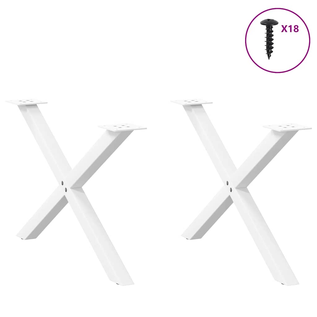 Pieds de table basse en forme de X, 2 pièces, blanc, 70 x (42-43) cm, acier - XIOS