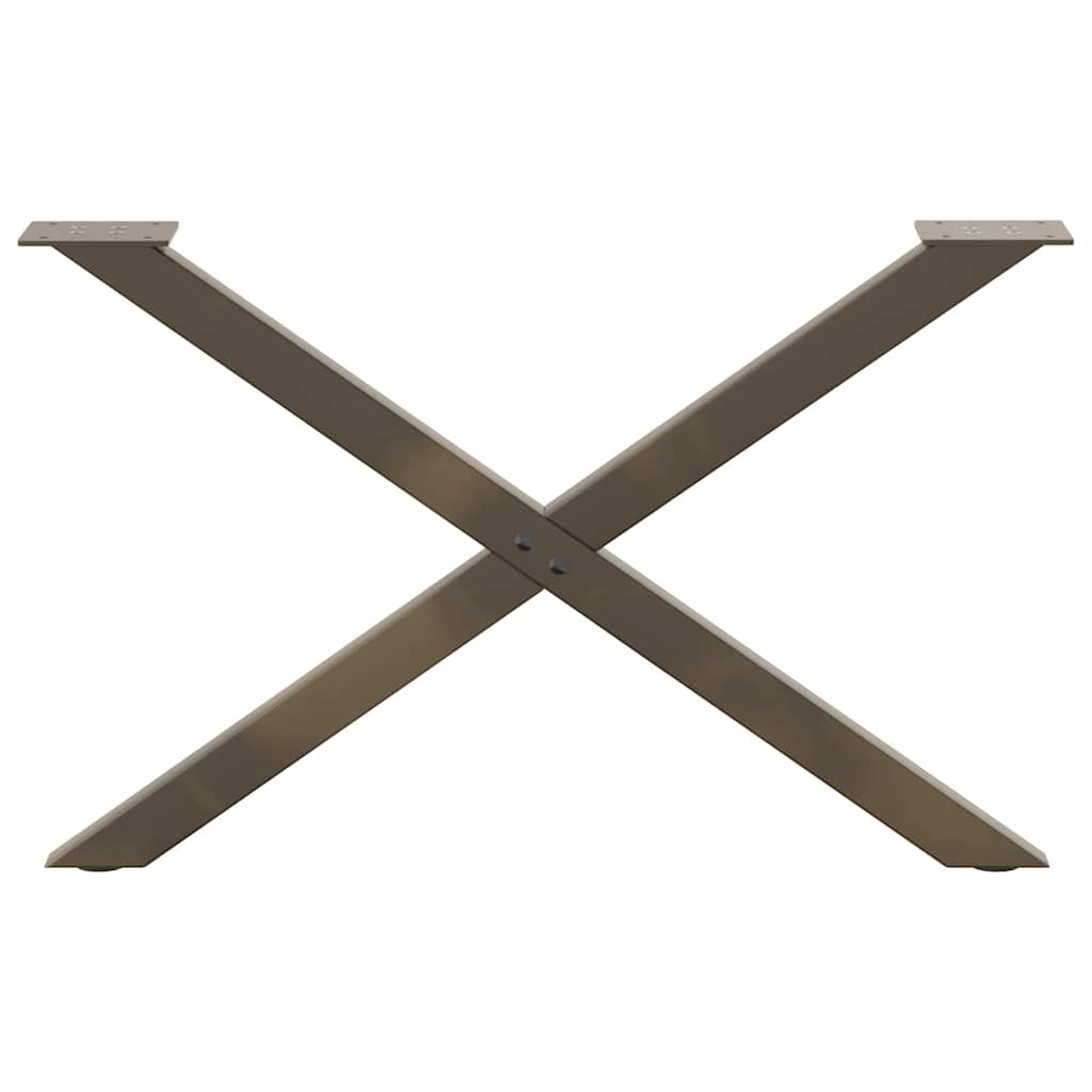Pieds de table basse en forme de X, 2 pièces, acier naturel, 70 x (42-43) cm - XIOS