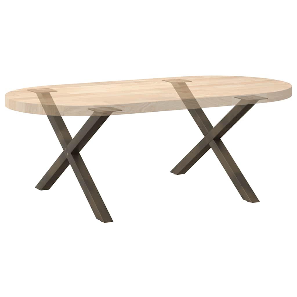 Pieds de table basse en forme de X, 2 pièces, acier naturel, 70 x (42-43) cm - XIOS